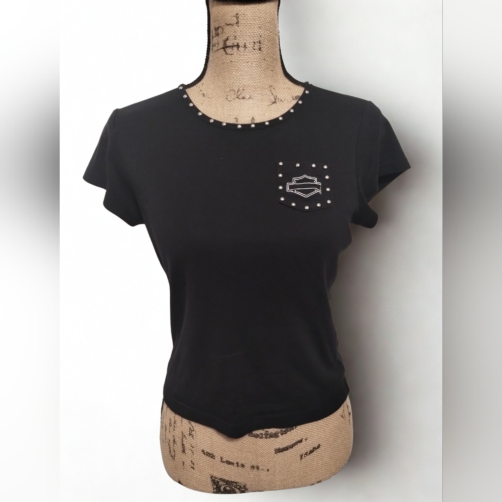 Harley Davidson Vintage Y2K Studded T Shirt Women's Size S
